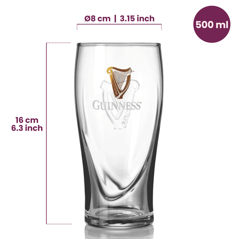 Ensemble de verres a bière Guinness - Verres pint - En verre - 500 ml - 6 pièces