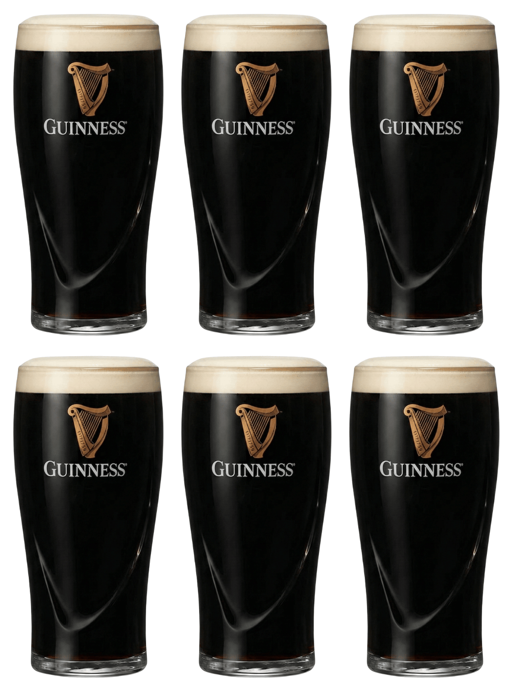 Ensemble de verres a bière Guinness - Verres pint - En verre - 500 ml - 6 pièces