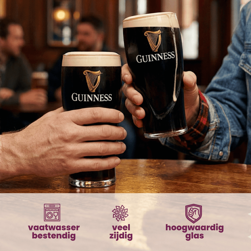 Ensemble de verres a bière Guinness - Verres pint - En verre - 500 ml - 6 pièces