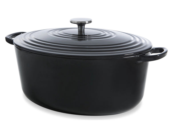 Cocotte ovale en fonte BK Bourgogne Jet Black 32 x 26 cm / 7,5 Litres - revêtement antiadhésif émaillé