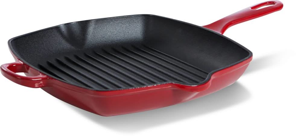 Poêle-gril BK Bourgogne Chili Red Fonte 26 x 26 cm - revêtement antiadhésif émaillé