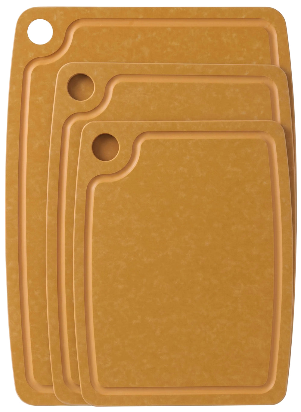 Set de planches à découper Hendi antidérapantes - compatible lave-vaisselle - bois fibreux marron - 3 pièces