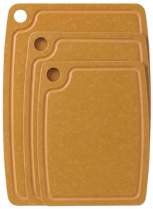 Set de planches à découper Hendi antidérapantes - compatible lave-vaisselle - bois fibreux marron - 3 pièces