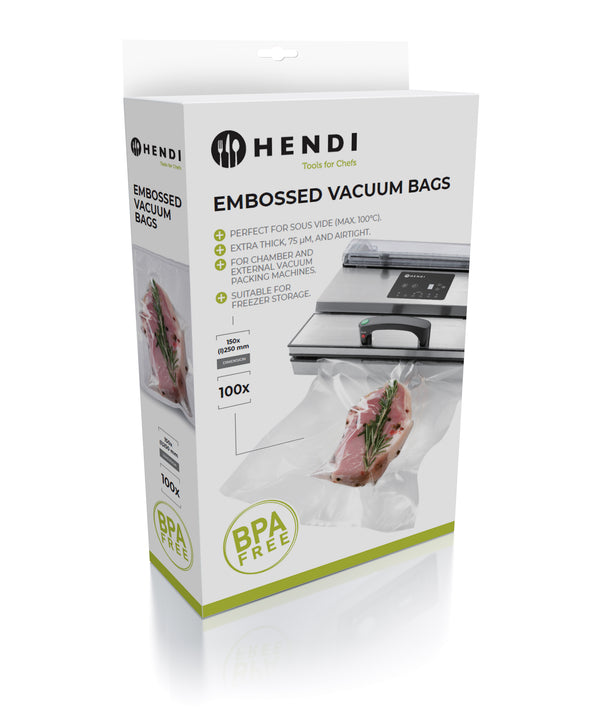 Ensemble de sacs sous vide Hendi - Avec relief - 20 x 30 cm - 100 pièces