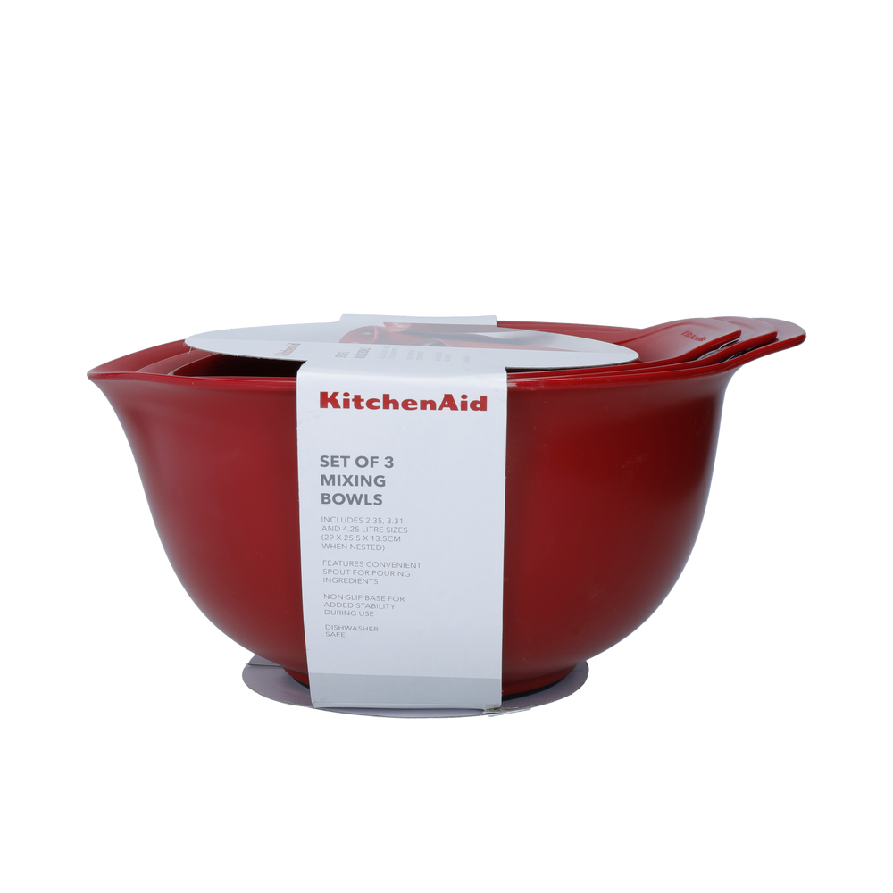 Set de bols KitchenAid - Patisserie - Core Rouge Empire - 4,3/3,3/2,4L - 3 pieces