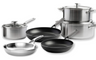 Ensemble de casseroles KitchenAid Tri-Ply Stainless Steel 6-pièces : casserole ø 20 et 24 cm, casserole ø 16 cm et poêle ø 24 cm + poêle Classic Forged ø 24 et 28 cm