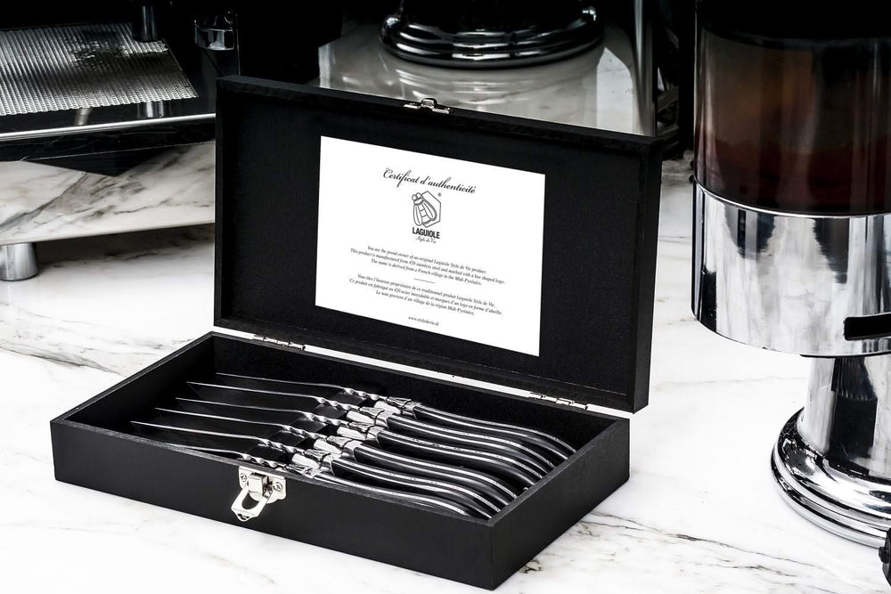 Couteaux à Steak Laguiole Style de Vie Ligne Luxe Ebène Noir - 6 pièces