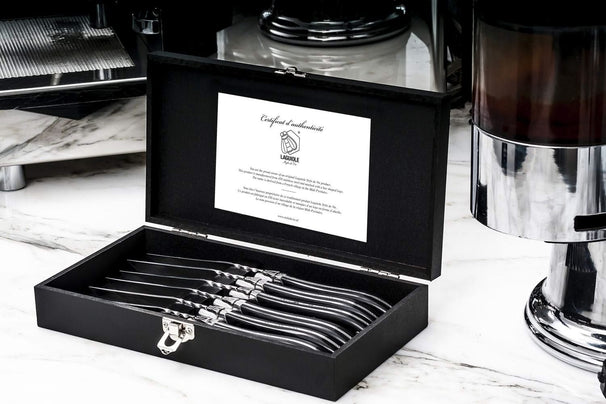 Couteaux à Steak Laguiole Style de Vie Ligne Luxe Ebène Noir - 6 pièces