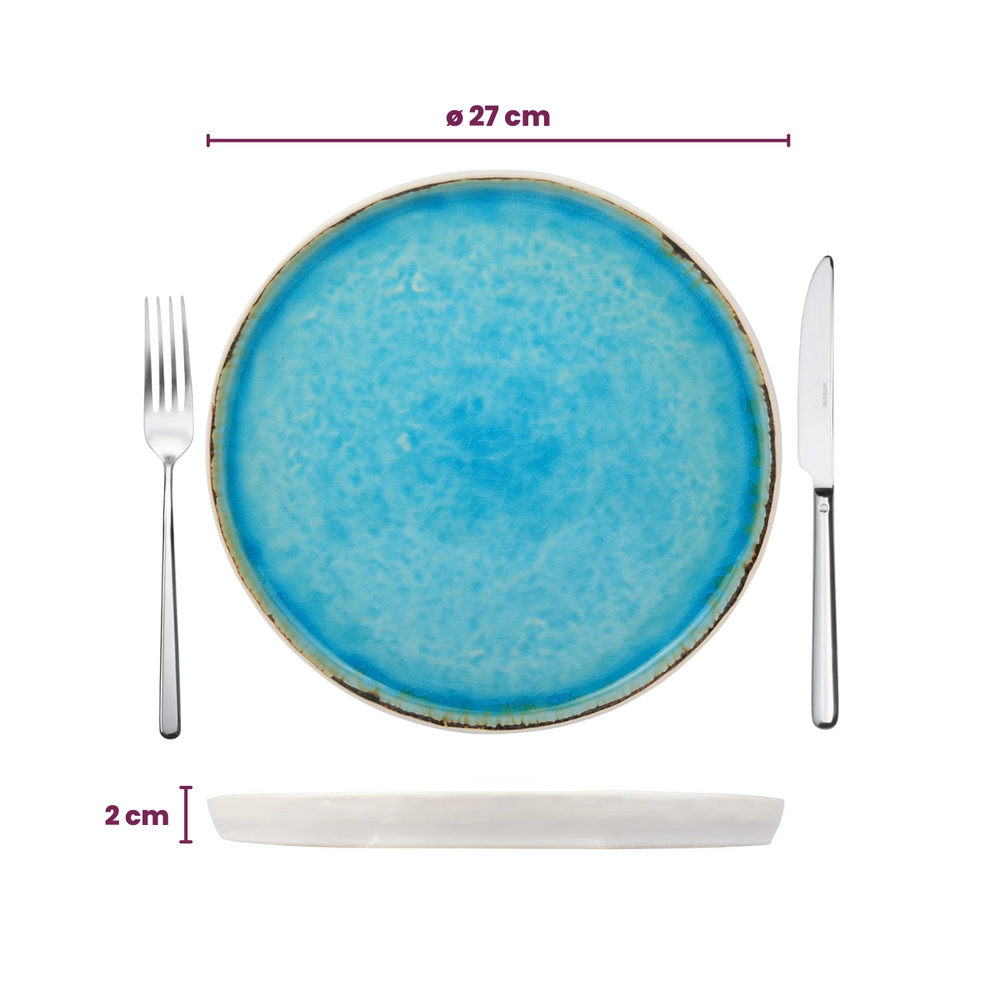 Set d'assiettes Cosy & Trendy - en gres - Laguna Azzurro - Ø27 cm - 4 pièces