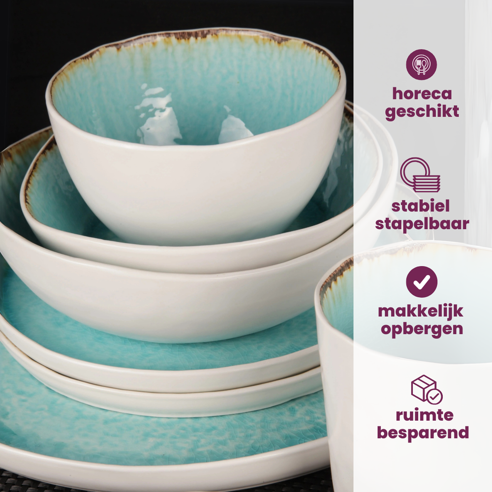 Set d'assiettes Cosy & Trendy - en gres - Laguna Azzurro - Ø27 cm - 4 pièces