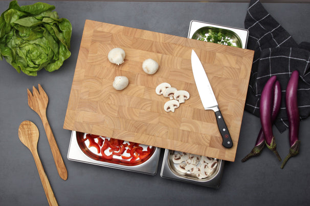 Planche à découper Continenta avec tiroir en inox - Bois - 50x33cm