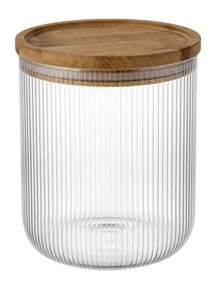Pots de conservation set Cookinglife Boro Lines - Verre couvercle en bambou - ø 11 cm - 980 ml - 3 pièces