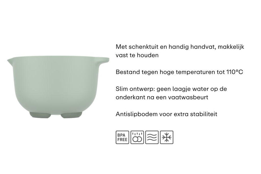 Set de bols à mélanger Mepal Chef It Nordic Sage 3 pièces - Bol 1,5 & 3 litres + Spatule