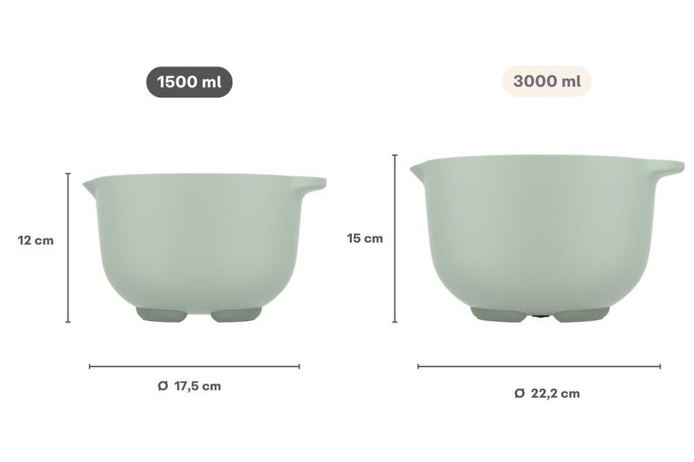 Set de bols à mélanger Mepal Chef It Nordic Sage 3 pièces - Bol 1,5 & 3 litres + Spatule