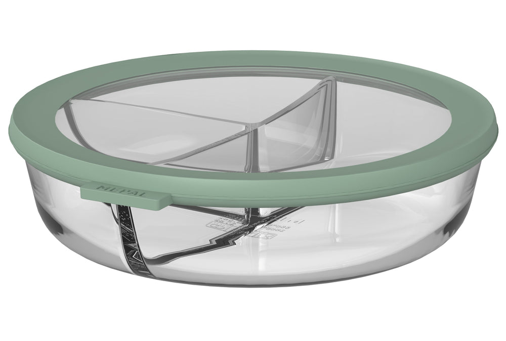 Boîte de conservation en verre Mepal Cirqula Nordic Sage 3 compartiments - 1 litre