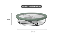 Boîte de conservation en verre Mepal Cirqula Nordic Sage 3 compartiments - 1 litre