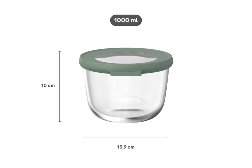 Boîte de conservation en verre Mepal Cirqula Nordic Sage Ronde - 1 litre