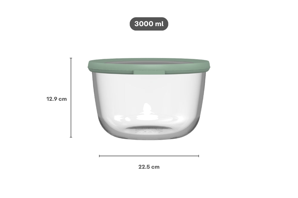 Boîte de conservation en verre Mepal Cirqula Nordic Sage ronde - 3 litres