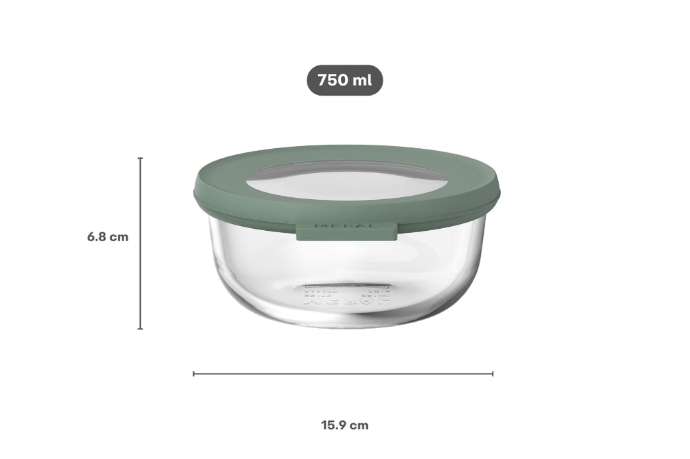 Boîte de conservation en verre Mepal Cirqula Nordic Sage ronde - 750 ml