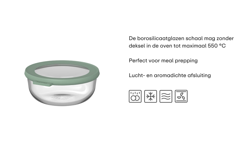 Boîte de conservation en verre Mepal Cirqula Nordic Sage Ronde - 1 litre