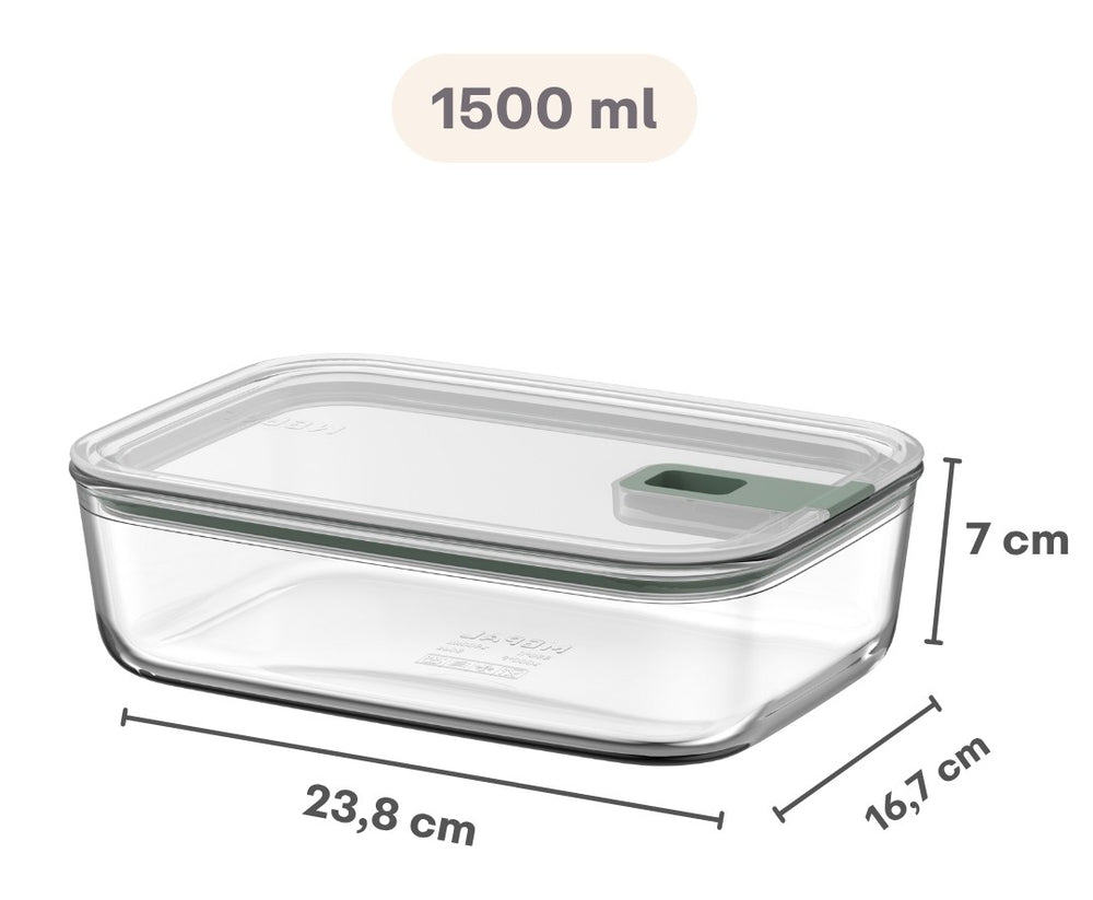 Plat à four / Plat à lasagne avec couvercle Mepal EasyClip Nordic Sage - Verre - 1,5 litre