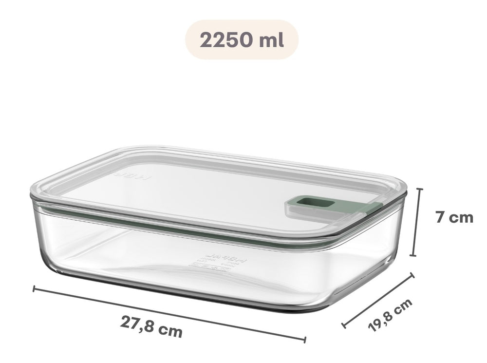 Plat à four / Plat à lasagne avec couvercle Mepal EasyClip Nordic Sage - Verre - 2,25 litres