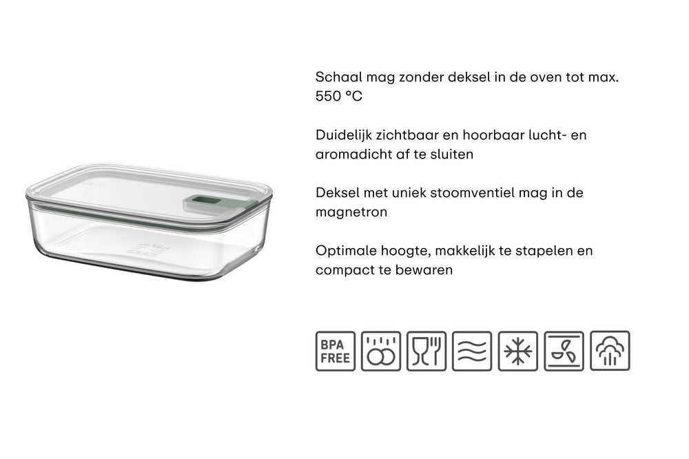 Boîte de conservation en verre Mepal EasyClip Nordic Sage - 450 ml