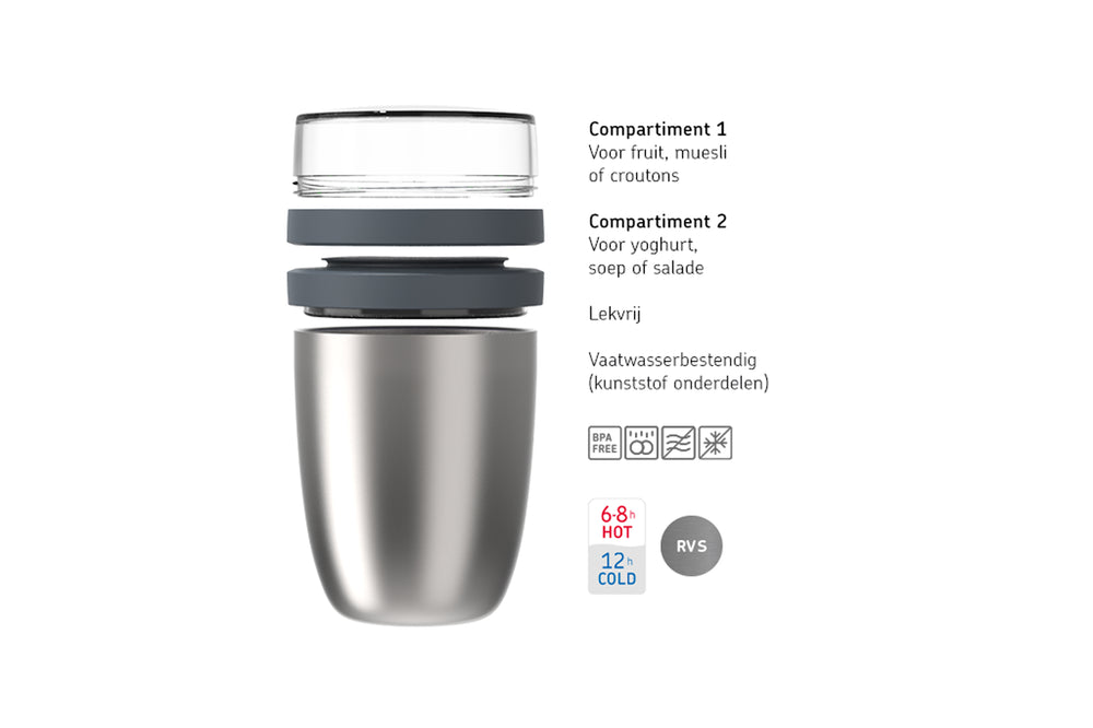 Isotherme Mug Yaourt & Céréales / bol lunch Mepal Ellipse Nordic Sage - 500 ml + 200 ml