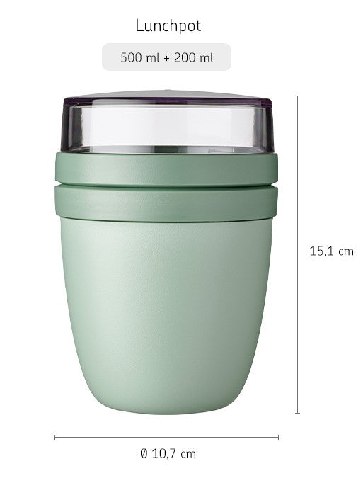 Mug Yaourt & Céréales / bol lunch Mepal Ellipse Nordic Sage - 500 ml + 200 ml