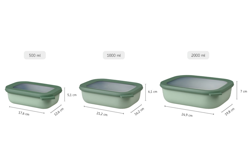 Boîtes de conservation Mepal Cirqula Nordic Black Rectangulaires 3 pièces - 500 ml + 1 litre + 2 litres