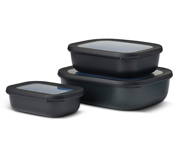 Boîtes de conservation Mepal Cirqula Nordic Black Rectangulaires 3 pièces - 500 ml + 1 litre + 2 litres