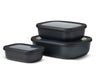 Boîtes de conservation Mepal Cirqula Nordic Black Rectangulaires 3 pièces - 500 ml + 1 litre + 2 litres