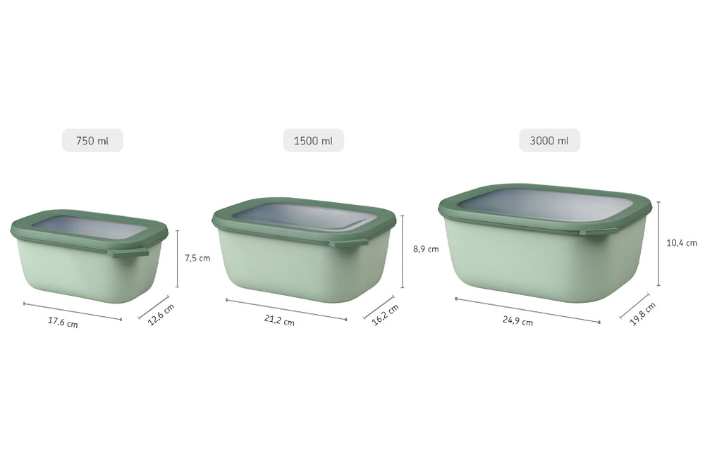 Boîtes de conservation Mepal Cirqula Nordic Black Rectangulaires 3 pièces - 750 ml + 1,5 litre + 3 litres