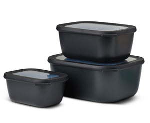 Boîtes de conservation Mepal Cirqula Nordic Black Rectangulaires 3 pièces - 750 ml + 1,5 litre + 3 litres