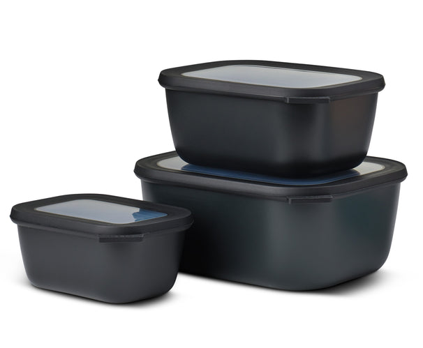 Boîtes de conservation Mepal Cirqula Nordic Black Rectangulaires 3 pièces - 750 ml + 1,5 litre + 3 litres