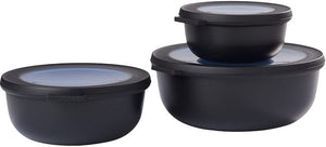 Boîtes de conservation Mepal Cirqula Nordic Black Rond 3 pièces - 350 ml + 750 ml + 1,25 litre