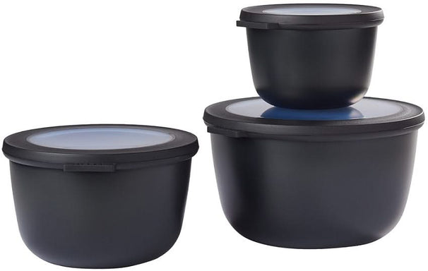 Boîtes de conservation Mepal Cirqula Nordic Black Rond 3 pièces - 500 ml + 1 litre + 2 litres