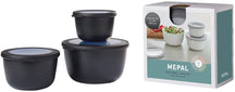 Boîtes de conservation Mepal Cirqula Nordic Black Rond 3 pièces - 500 ml + 1 litre + 2 litres
