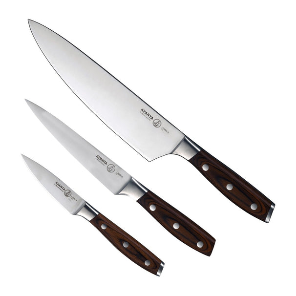 Set de couteaux Messermeister Avanta pakkawood 3 pièces - Couteau de chef, couteau universel & couteau à éplucher