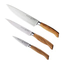 Set de couteaux Messermeister Oliva Luxe bois d'olivier 3 pièces - Couteau de chef, couteau universel & couteau d'office