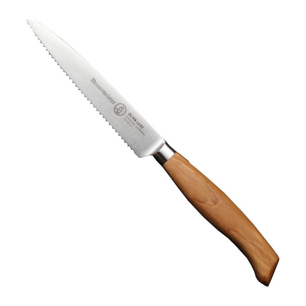 Couteau à tomates dentelé Messermeister Oliva Luxe bois d'olivier 13 cm