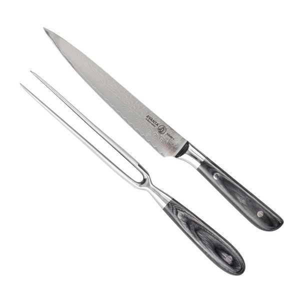 Set à découper Messermeister Avanta Damascus 2 pièces - Couteau à viande & fourchette à viande - 67 couches d'acier damassé