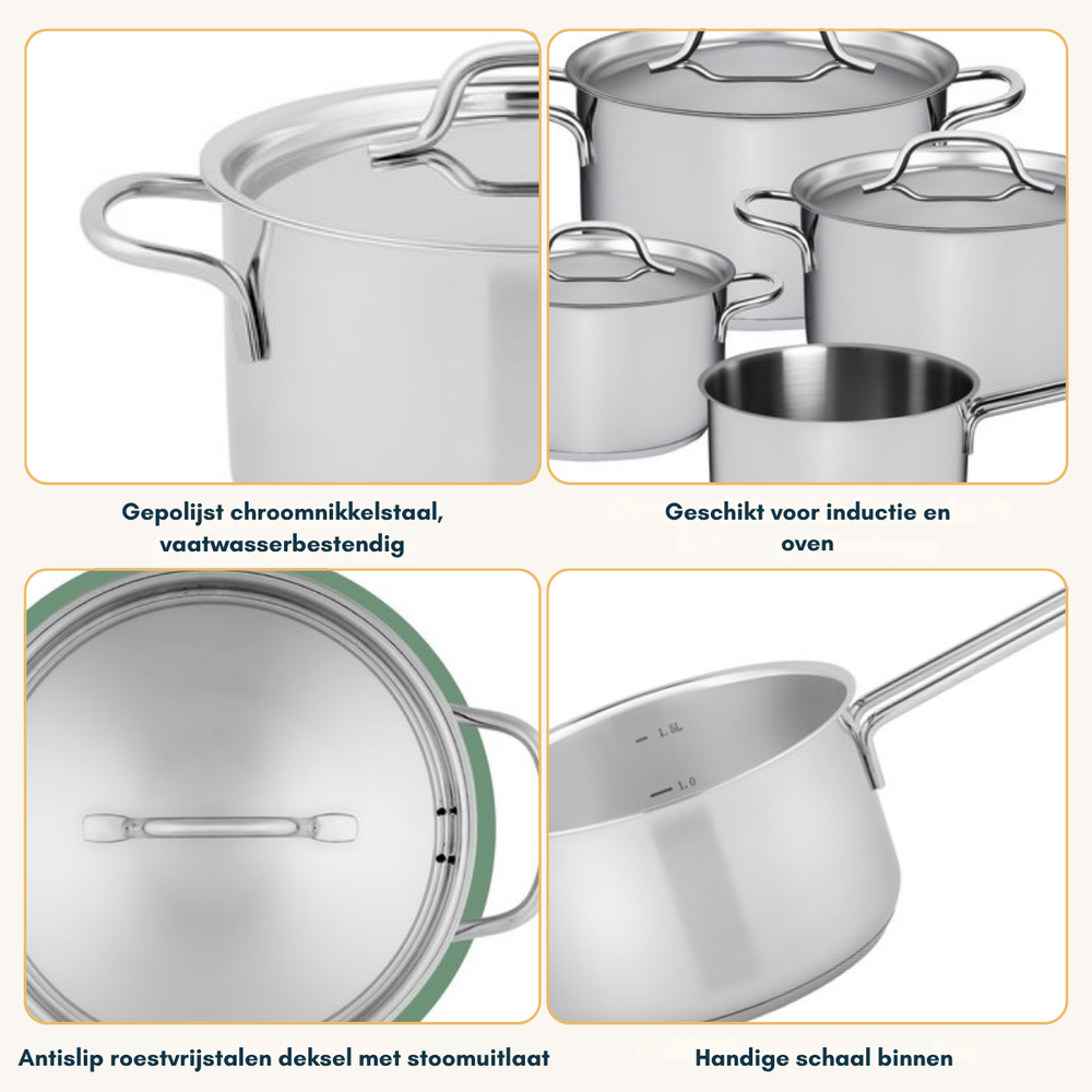 Set de casseroles Sola - Induction - Mirage - ø 16-18-20 cm + ø 16 cm - 4 pièces