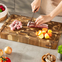 Namture Bloc de découpe / Planche à découper Acacia Classic - 45 x 30 cm - Planche à préparation en bois