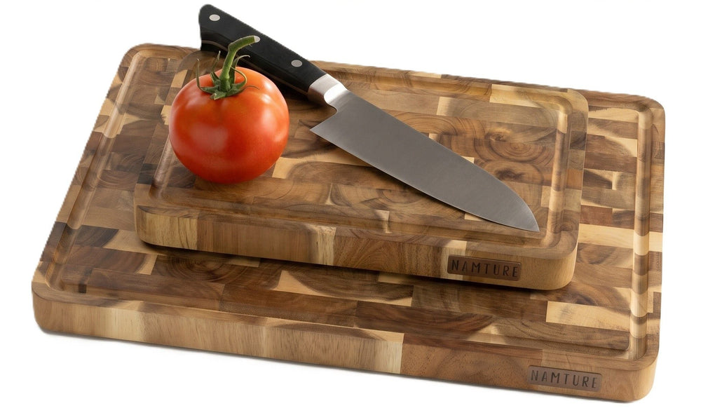 Ensemble de planches à découper Namture Acacia Bois de bout 2 pièces - M & XL - Planches à découper en bois
