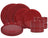 Ensemble de vaisselle ONA Fika Burgundy 12 pièces / 4 personnes - 4 assiettes à dîner, 4 assiettes à petit-déjeuner et 4 bols