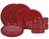 Ensemble de vaisselle ONA Fika Burgundy 12 pièces / 4 personnes - 4 assiettes à dîner, 4 assiettes à petit-déjeuner et 4 bols