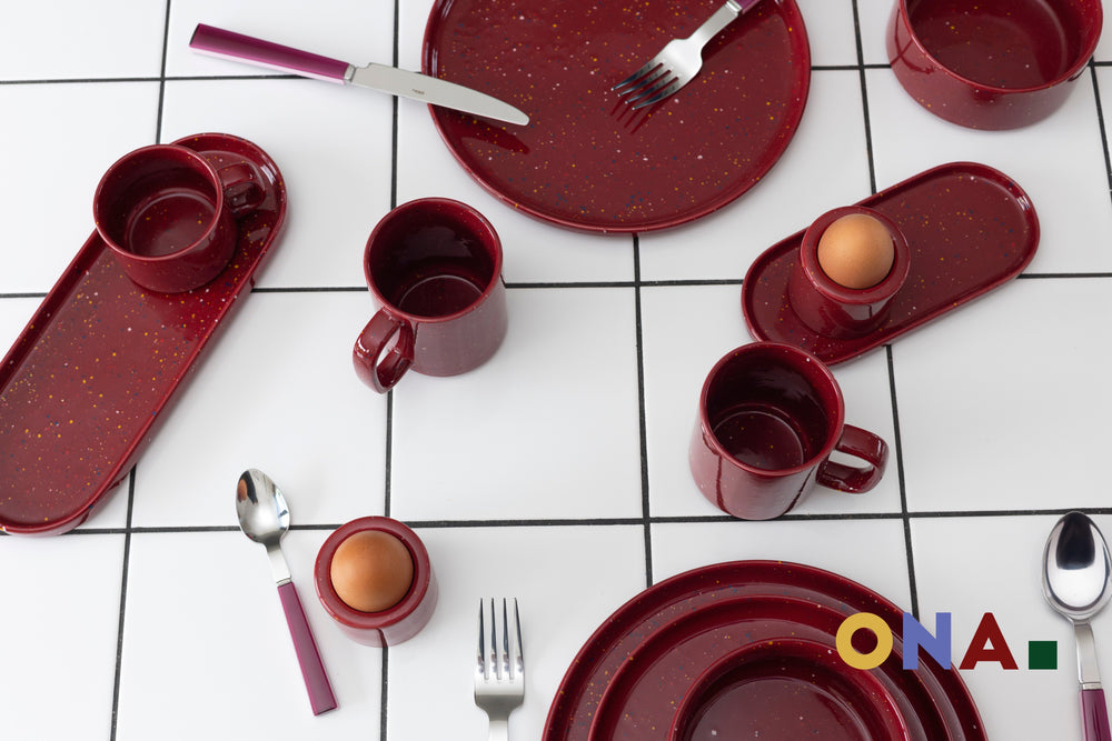 Assiettes à dîner ONA Fika Burgundy ø 25 cm - 4 pièces