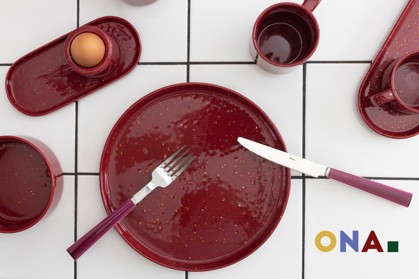 Assiettes à dîner ONA Fika Burgundy ø 25 cm - 4 pièces