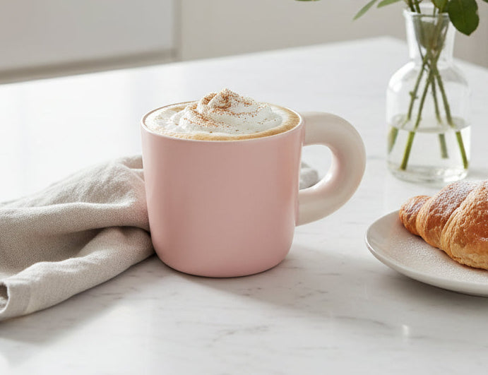 Un latte soyeux avec une touche de caramel et une pointe de cannelle. Un pur moment de gourmandise dans une tasse.